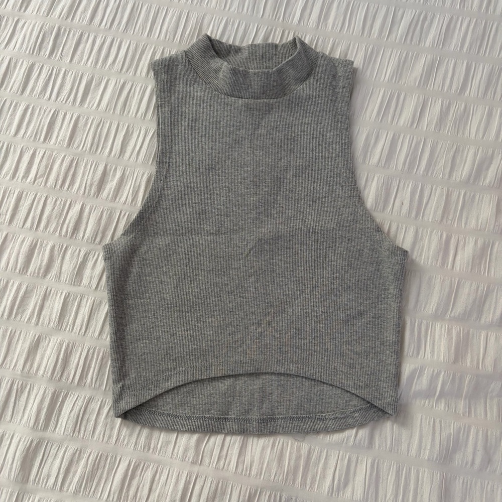 Gray Mock Neck Tank Top
